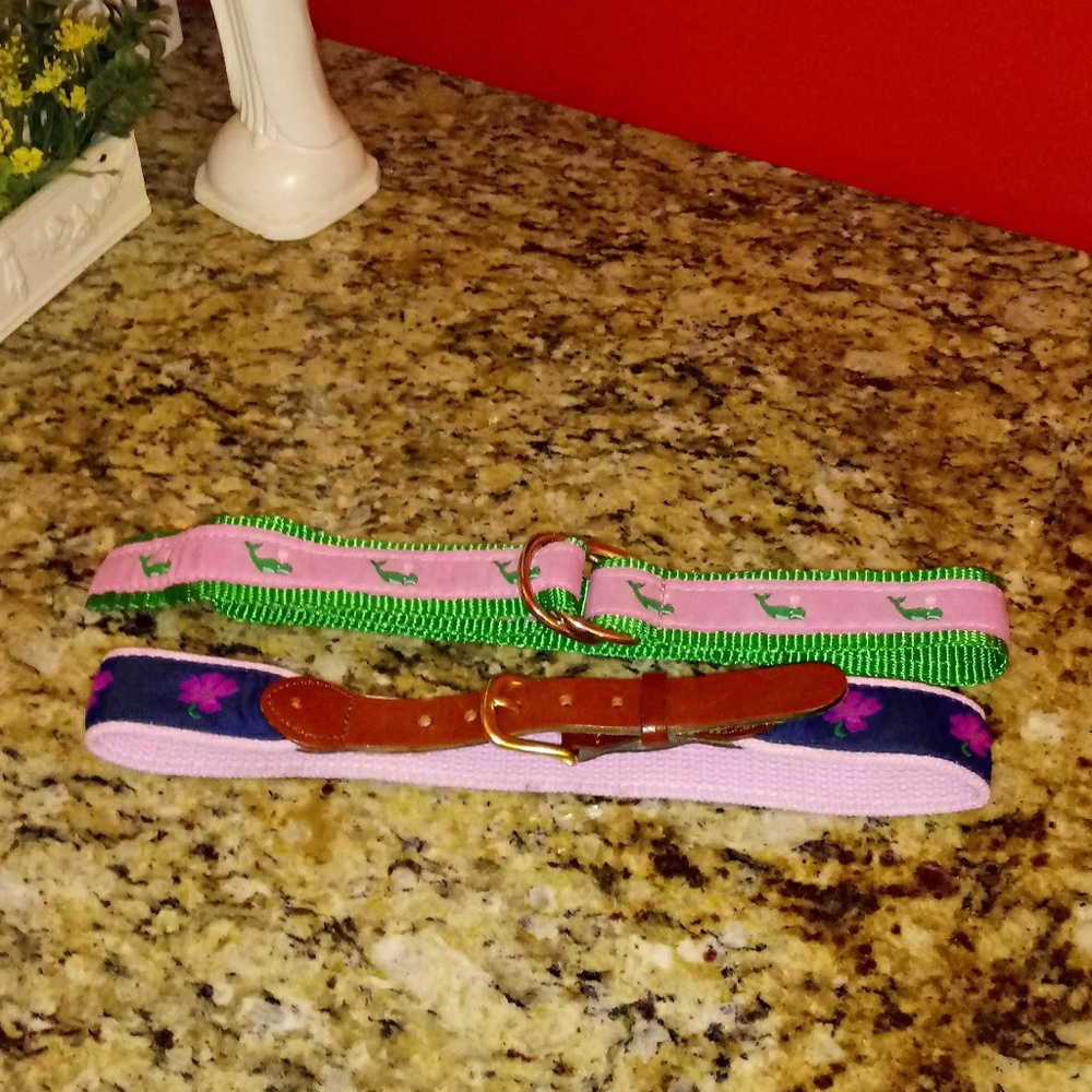 Set of 2 Hand Made Girls Leather Man Belts